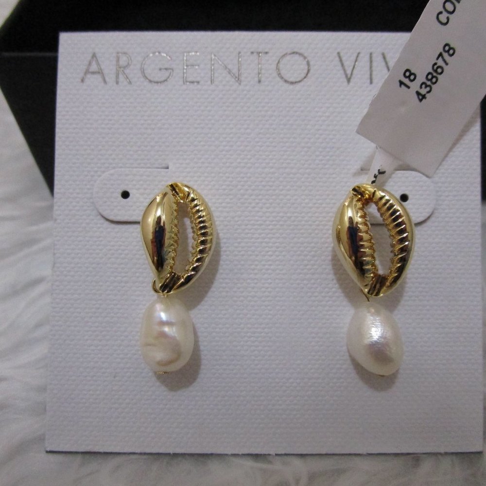 NWT Gold tone ARGENTO VIVO Pearl Drop EARRINGS